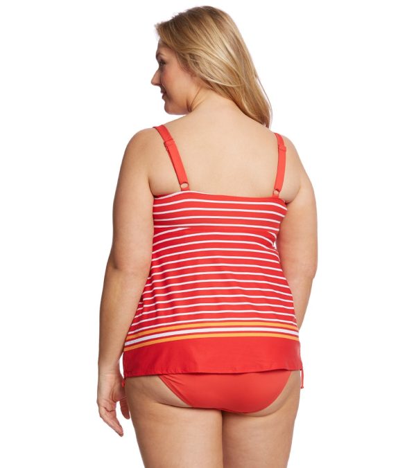 Beach House Plus Size Tipped Stripe Gwyneth Tankini Top Sale - Image 3