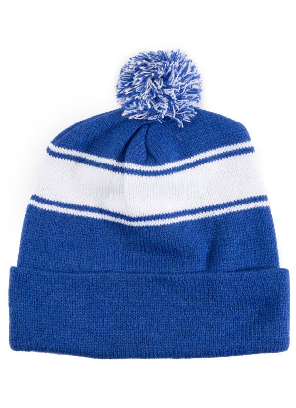 SwimOutlet Stripe Pom Pom Beanie Hot on Sale